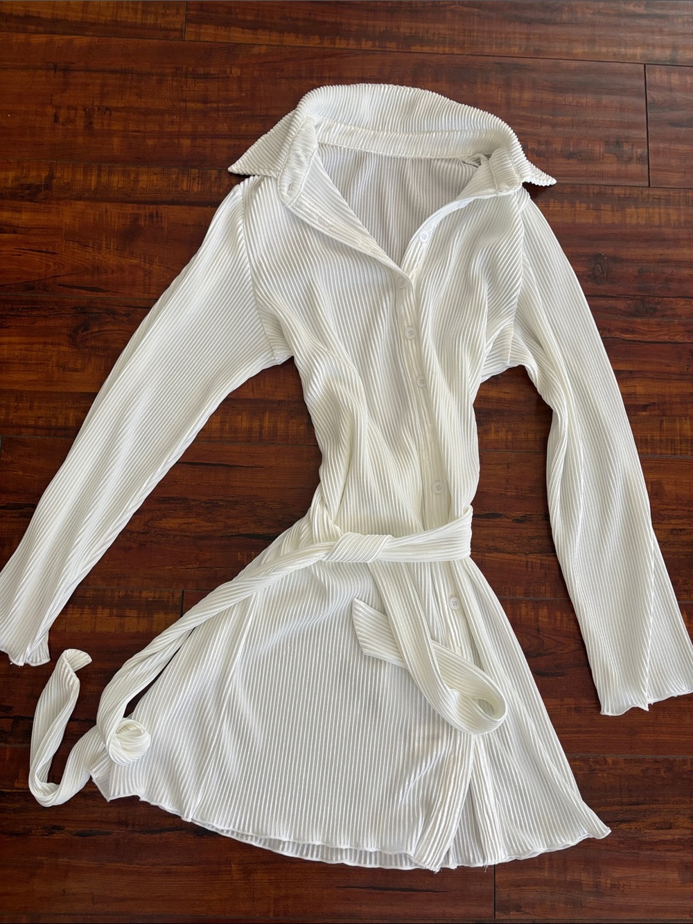 White Ribbed Button-Front One-Piece - Picture 2 of 2